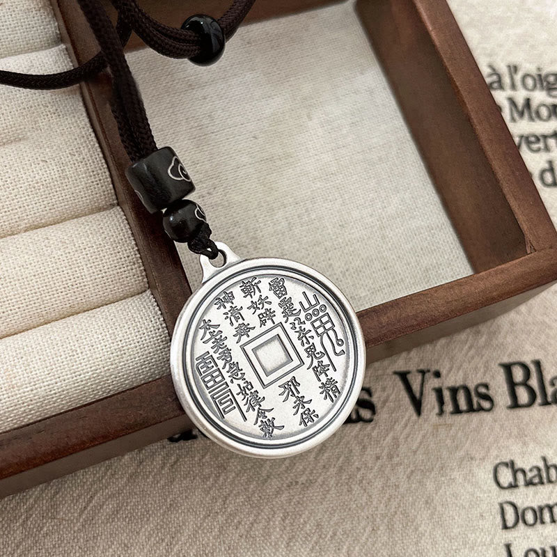 Buddha Stones 999 Sterling Silber Tai Chi Yin Yang Bagua Design Berggeister Geld ausgeben Halskette Anhänger