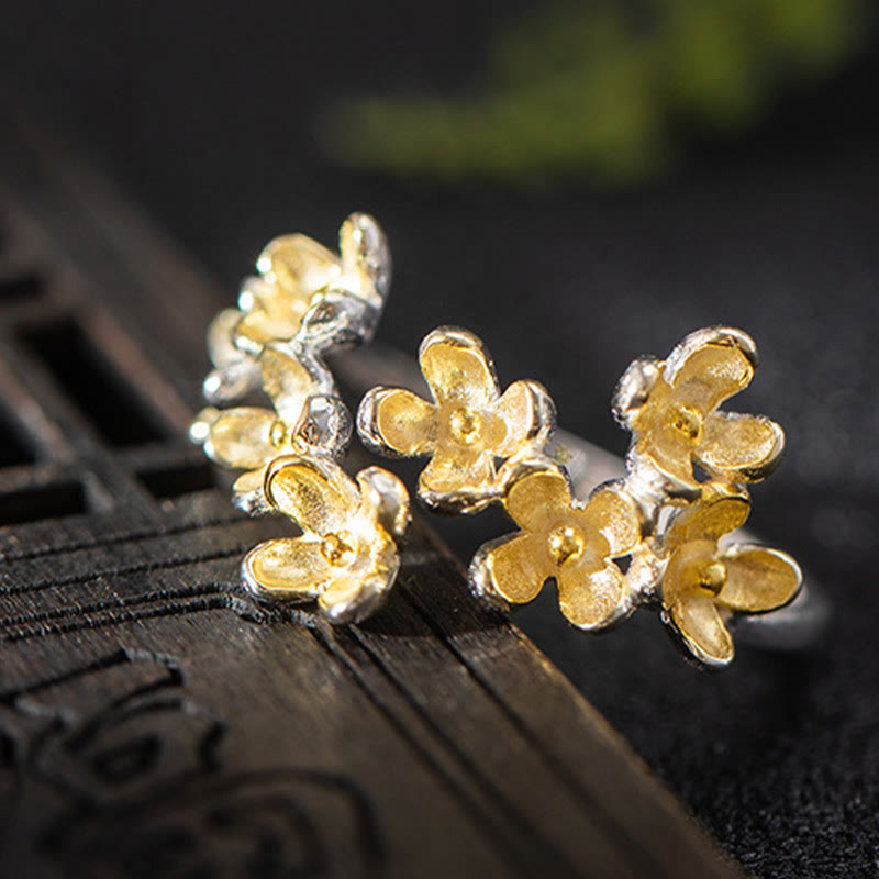 Buddha Stones 925 Sterling Silber Osmanthus Duftring