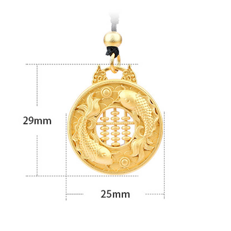 Collier avec pendentif en forme de poisson koï en cuivre plaqué or et pierres de Bouddha