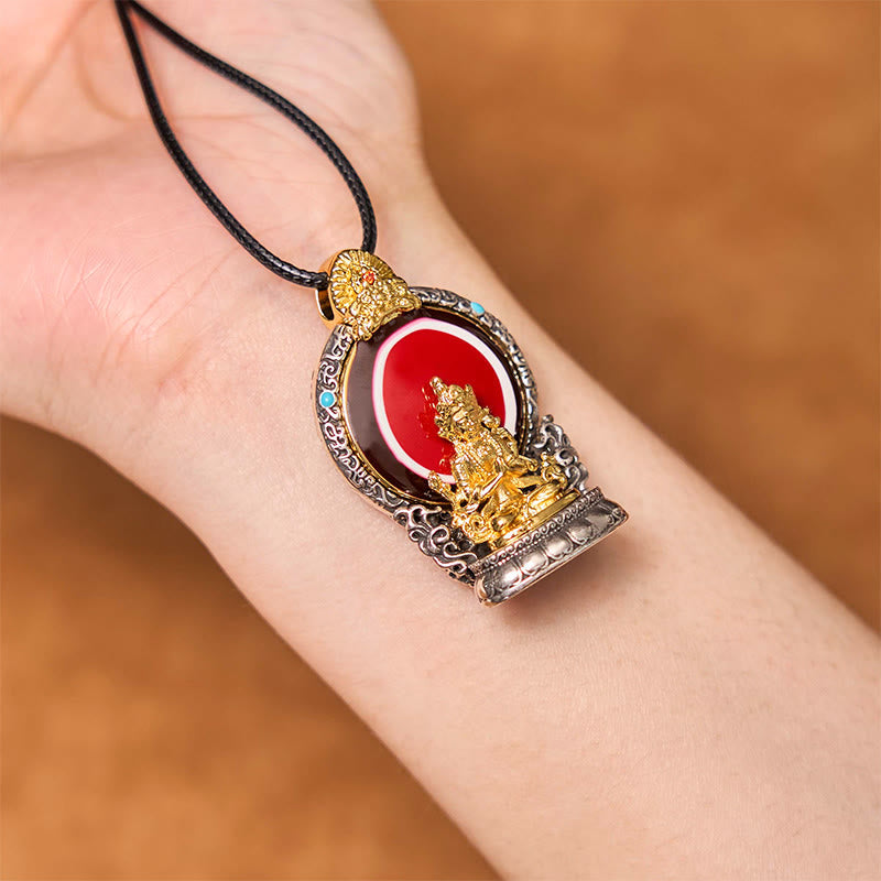 Collier pendentif tibétain en perles d'Avalokitesvara Dzi en cuivre pur pour la guérison