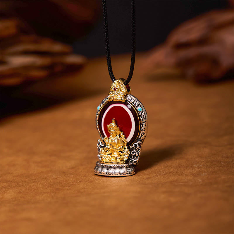 Collier pendentif tibétain en perles d'Avalokitesvara Dzi en cuivre pur pour la guérison