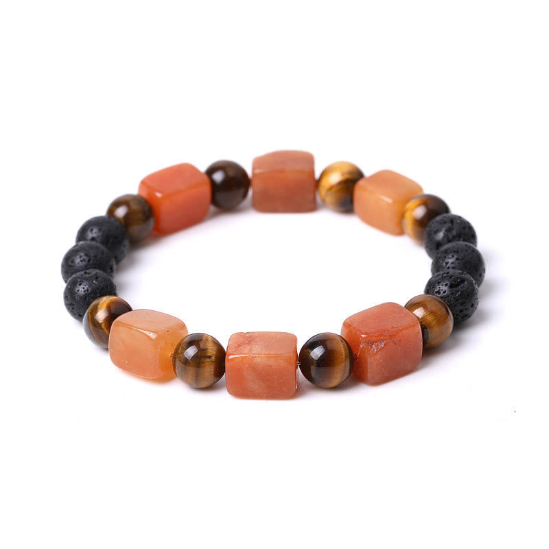Bracelet de soutien en pierre de lave et améthyste cubique avec divers cristaux et pierres de Bouddha