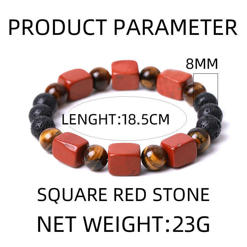 Bracelet de soutien en pierre de lave et améthyste cubique avec divers cristaux et pierres de Bouddha
