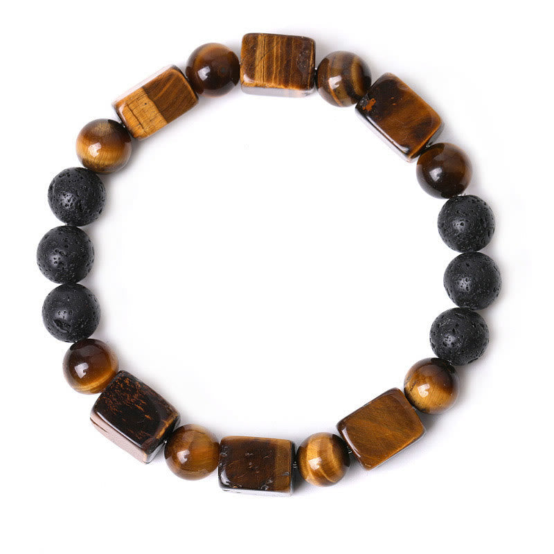 Bracelet de soutien en pierre de lave et améthyste cubique avec divers cristaux et pierres de Bouddha