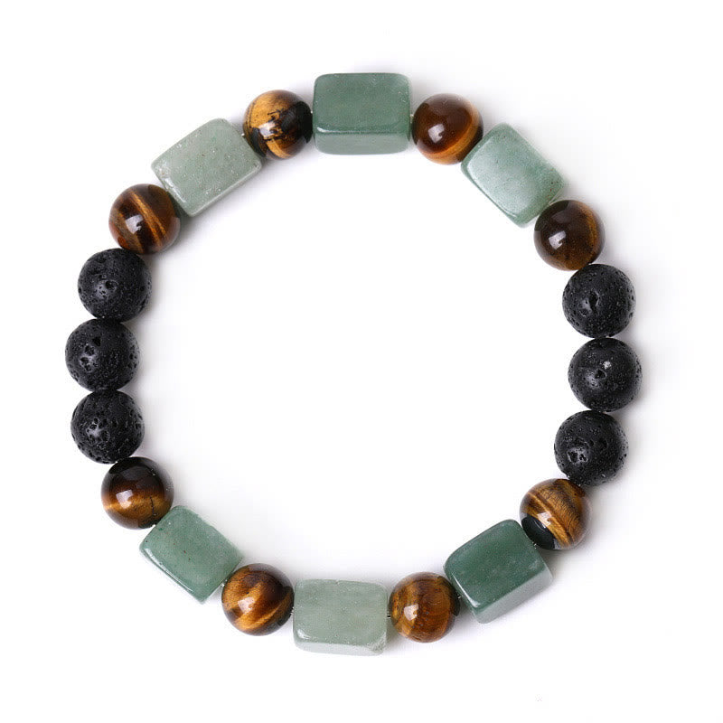 Bracelet de soutien en pierre de lave et améthyste cubique avec divers cristaux et pierres de Bouddha