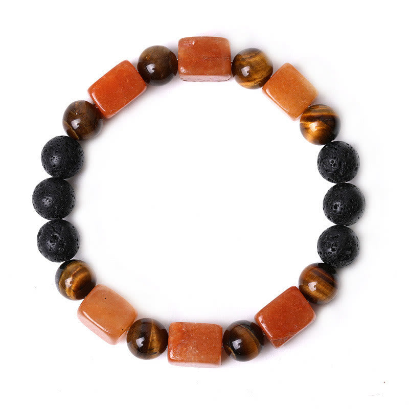 Bracelet de soutien en pierre de lave et améthyste cubique avec divers cristaux et pierres de Bouddha