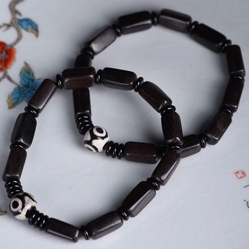 Buddha Stones Ebenholz Rechteckige Perlen Dzi Bead Balance Armband