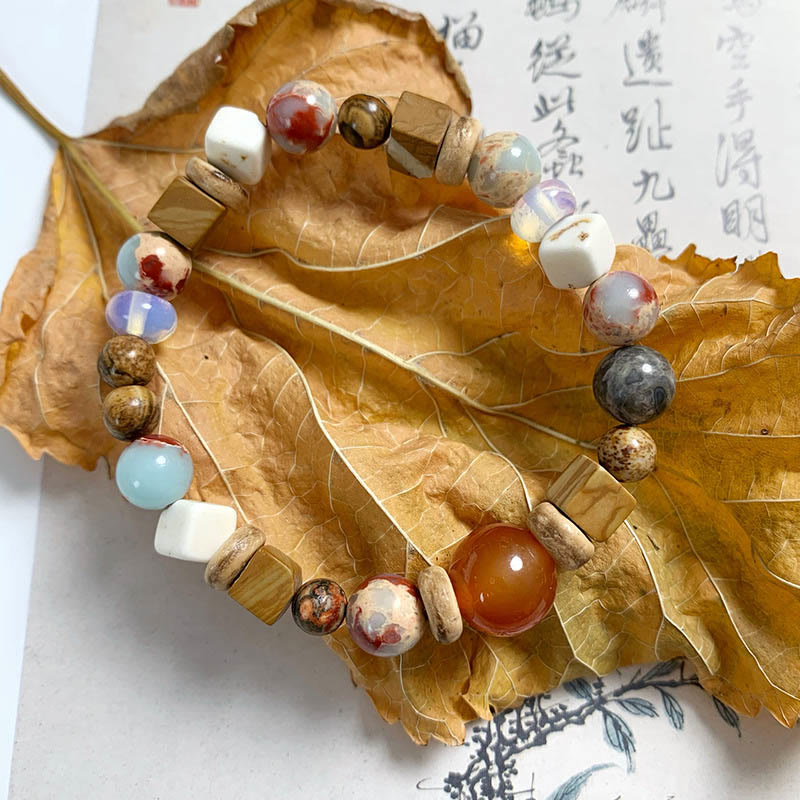 Buddha-Steine, roter Achat, Shoushan-Stein, weiß, türkis, ruhiges Segensarmband