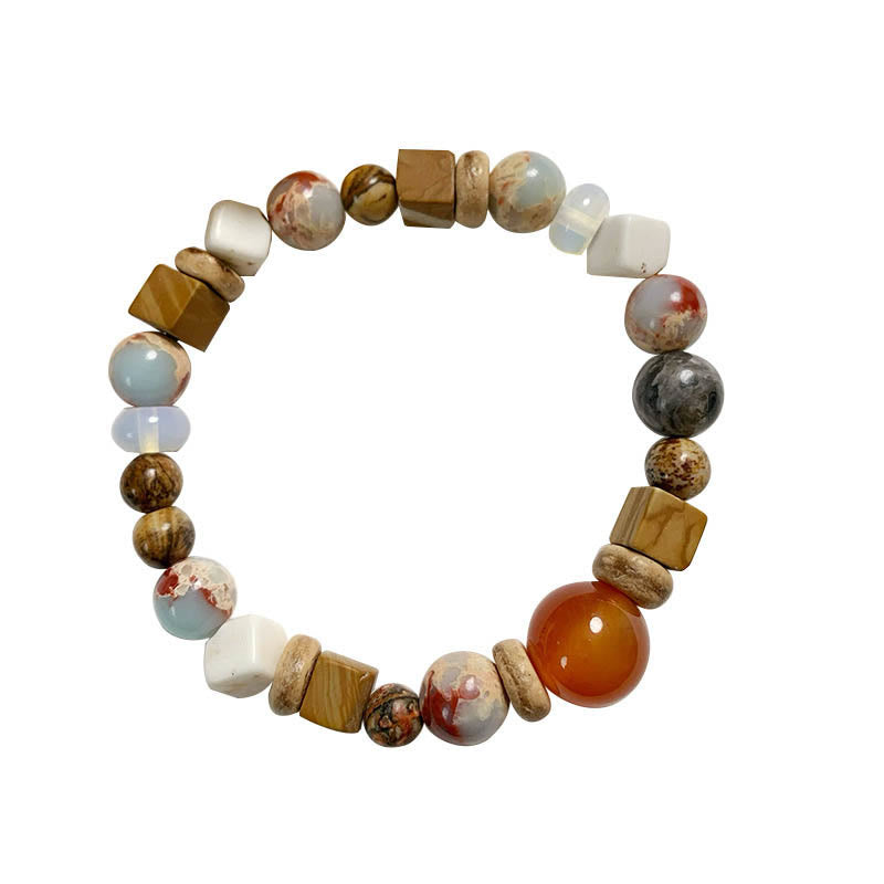 Buddha-Steine, roter Achat, Shoushan-Stein, weiß, türkis, ruhiges Segensarmband