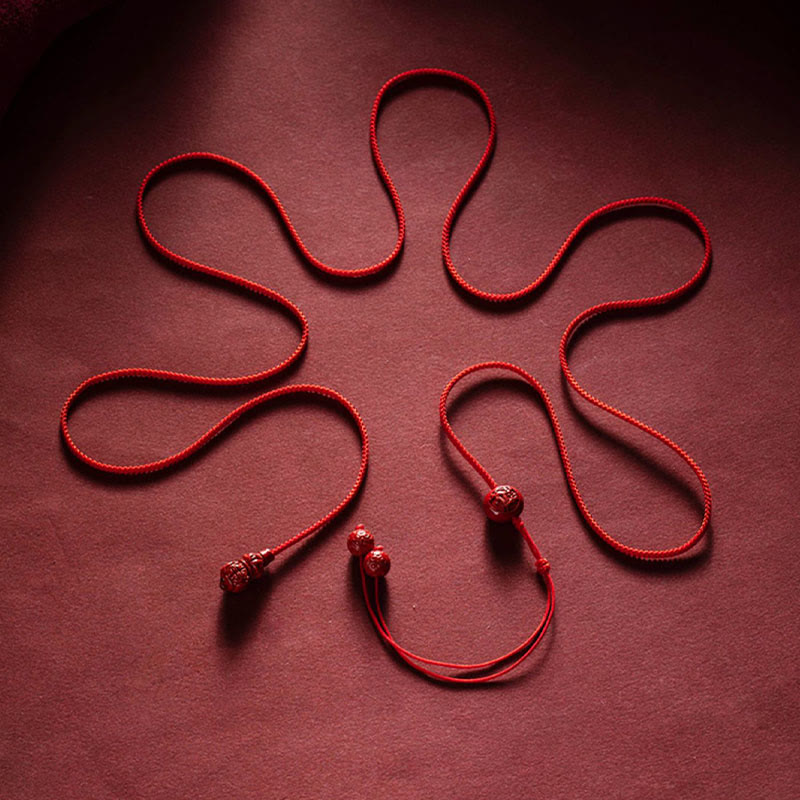 Buddha Stones Natural Cinnabar Chinese Zodiac Gourd Calm Blessing Red String Belly Chain