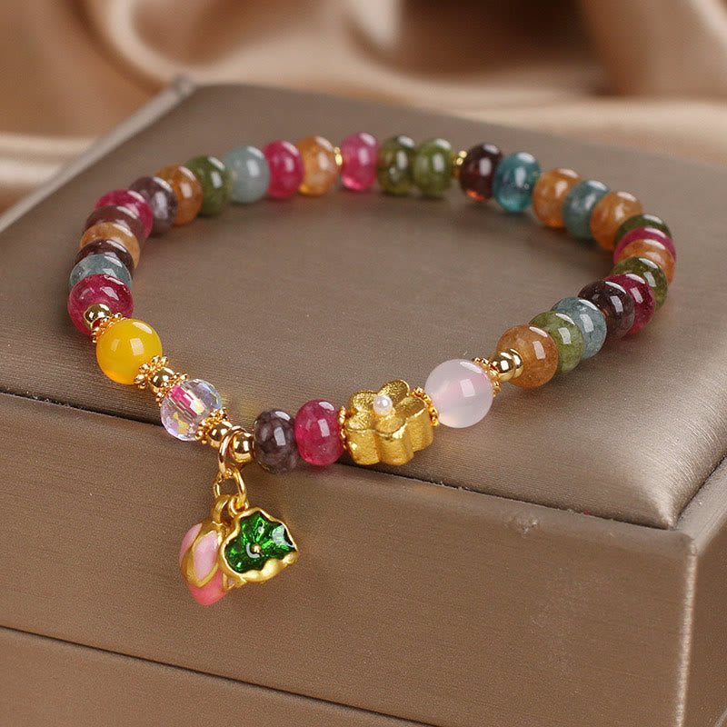 Bracelet de sagesse en tourmaline et graines de lotus avec pierres de Bouddha