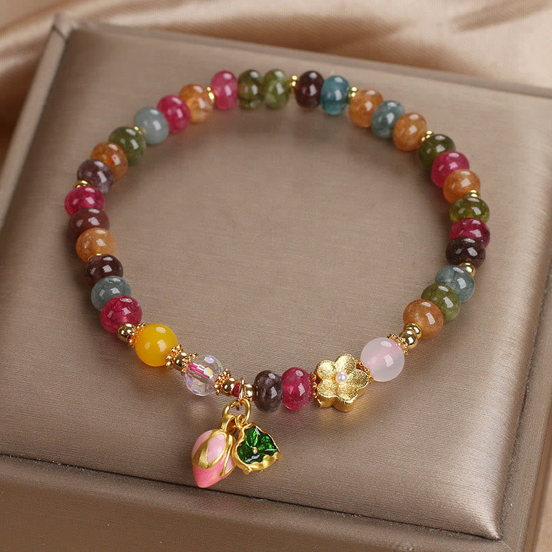 Bracelet de sagesse en tourmaline et graines de lotus avec pierres de Bouddha