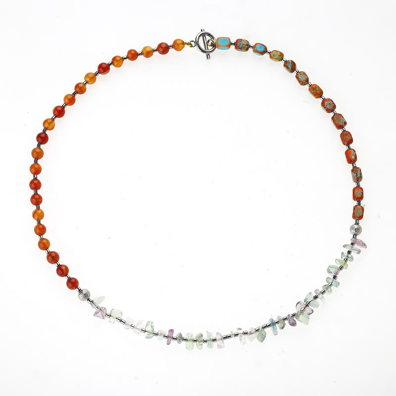 Buddha Stones Fluorit Roter Achat Kaiserstein Kraft Dreifach-Wickelarmband