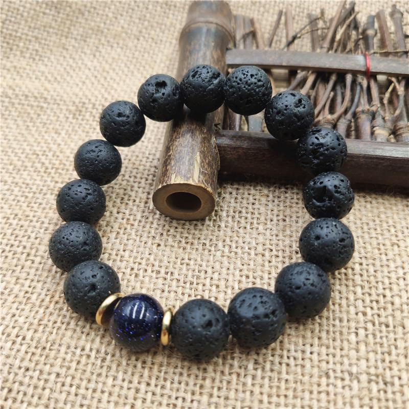 Buddha Stones Lava Rock Goldstone Blau Sandstein Heilung Armband