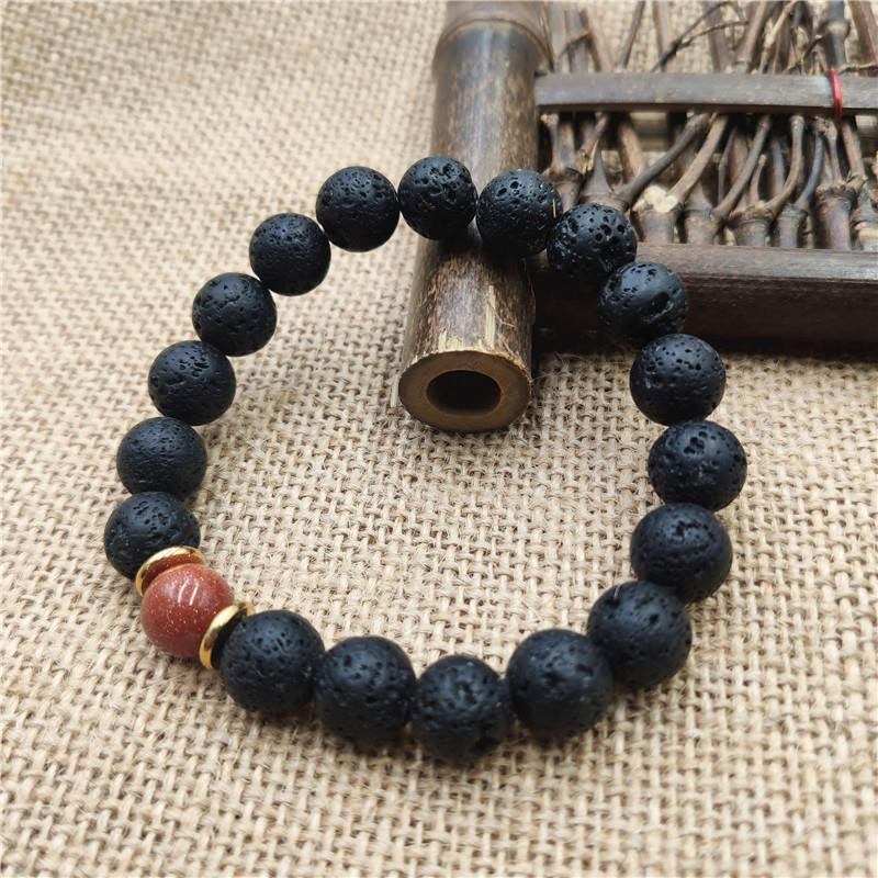 Buddha Stones Lava Rock Goldstone Blau Sandstein Heilung Armband