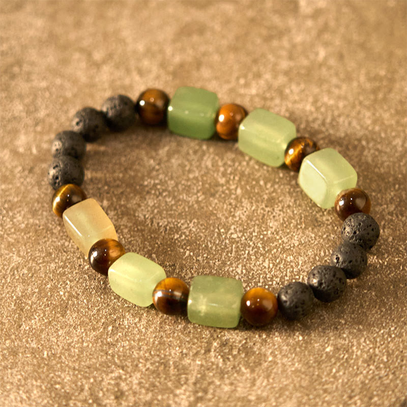 Bracelet de soutien en pierre de lave et améthyste cubique avec divers cristaux et pierres de Bouddha
