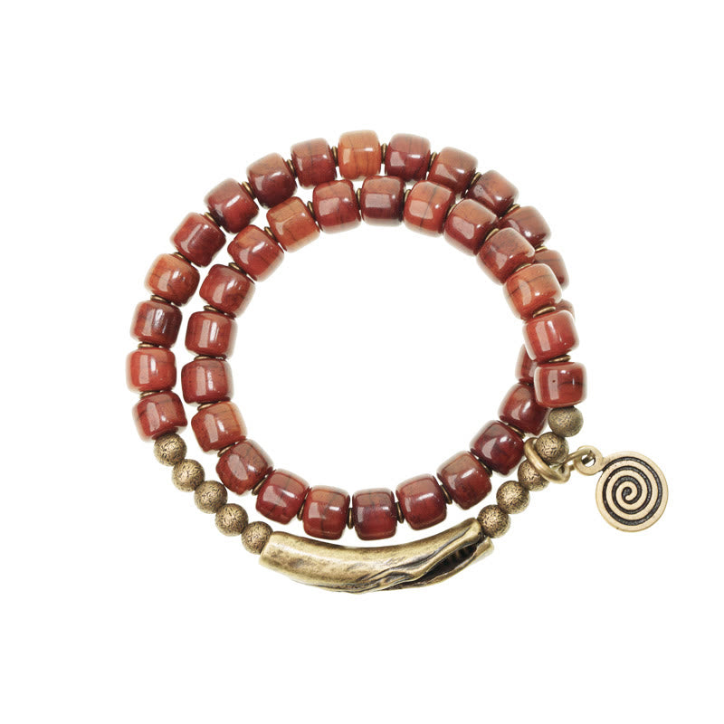 Buddha Stones Yak-Knochen-Kupfer-Balancearmband mit doppelter Wicklung