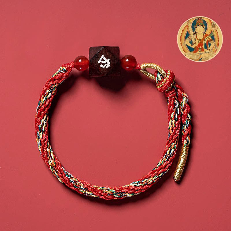 Buddha-Steine, chinesisches Sternzeichen, Geburts-Buddha, kleines Blatt, rotes Sandelholz, rote Schnur, Schutzarmband
