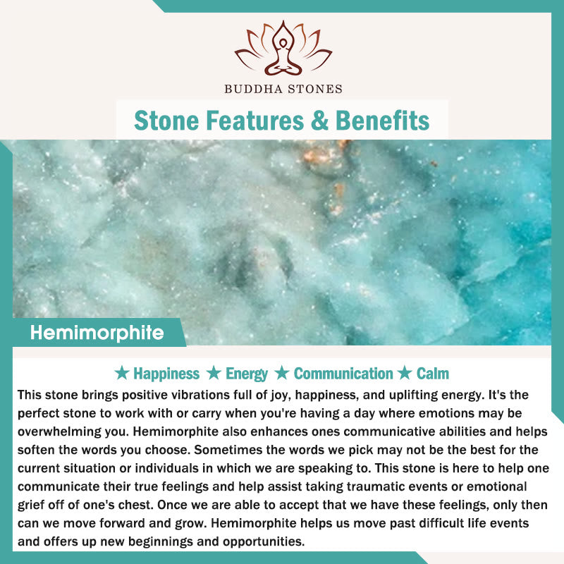 Bracelet d'énergie calme en hémimorphite et pierre de Bouddha