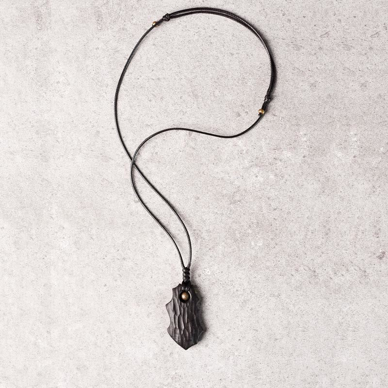 Collier pendentif en perles de cuivre irrégulières en bois d'ébène et pierres de Bouddha, symbole de paix et de calme