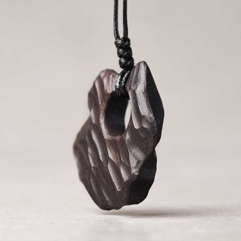 Buddha Steine Ebenholz Holz Hohl Unregelmäßige Form Frieden Balance Halskette Anhänger