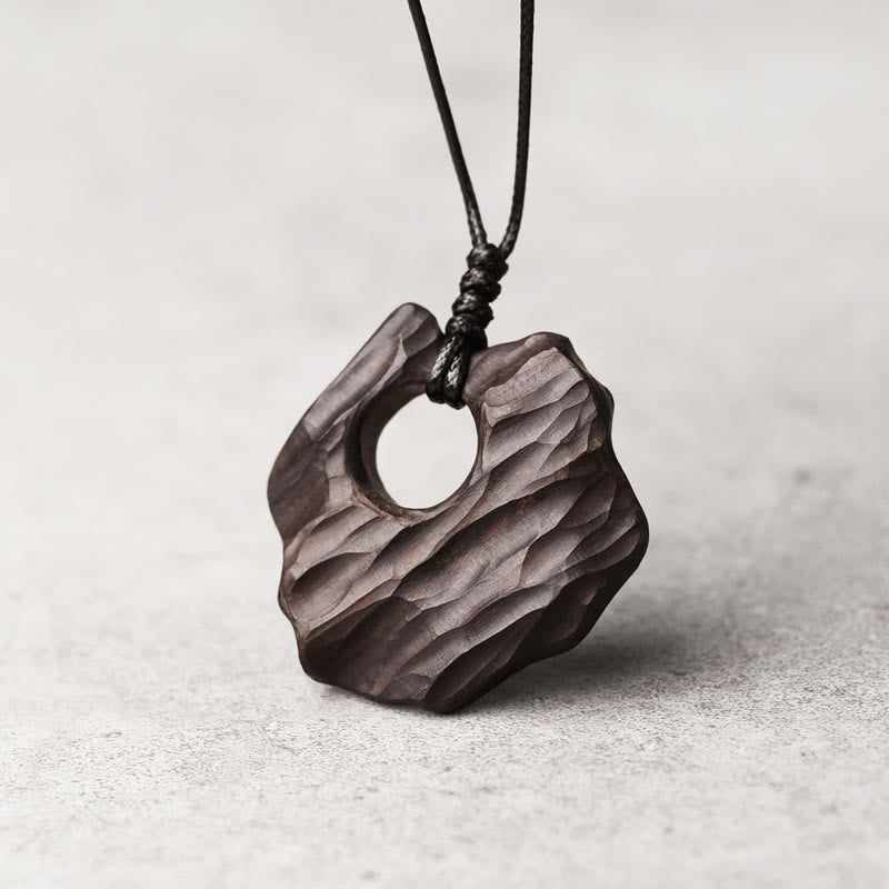 Buddha Steine Ebenholz Holz Hohl Unregelmäßige Form Frieden Balance Halskette Anhänger