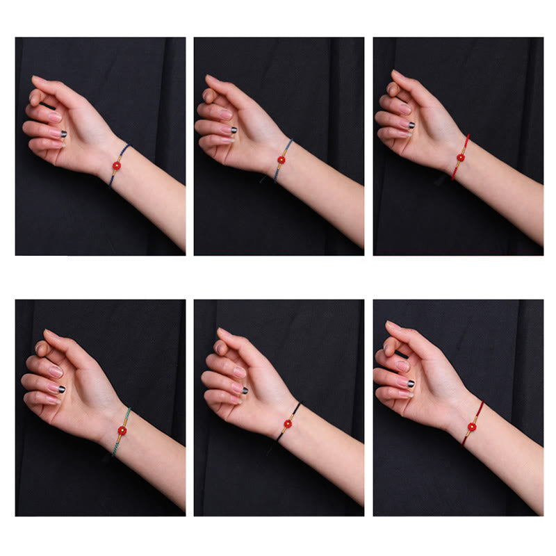 Buddha Stones 999 Gold Mini-Perle Handgefertigtes Blumendesign Glücksschutz Seilarmband