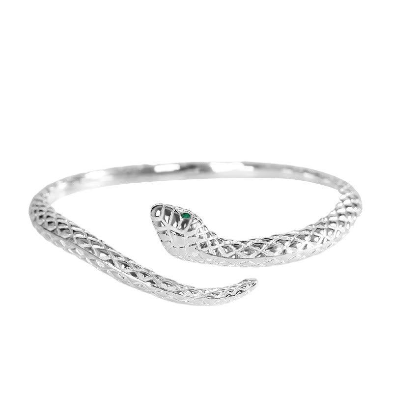 Bracelet manchette de protection en argent sterling 999 avec pierres de Bouddha, Année du Serpent