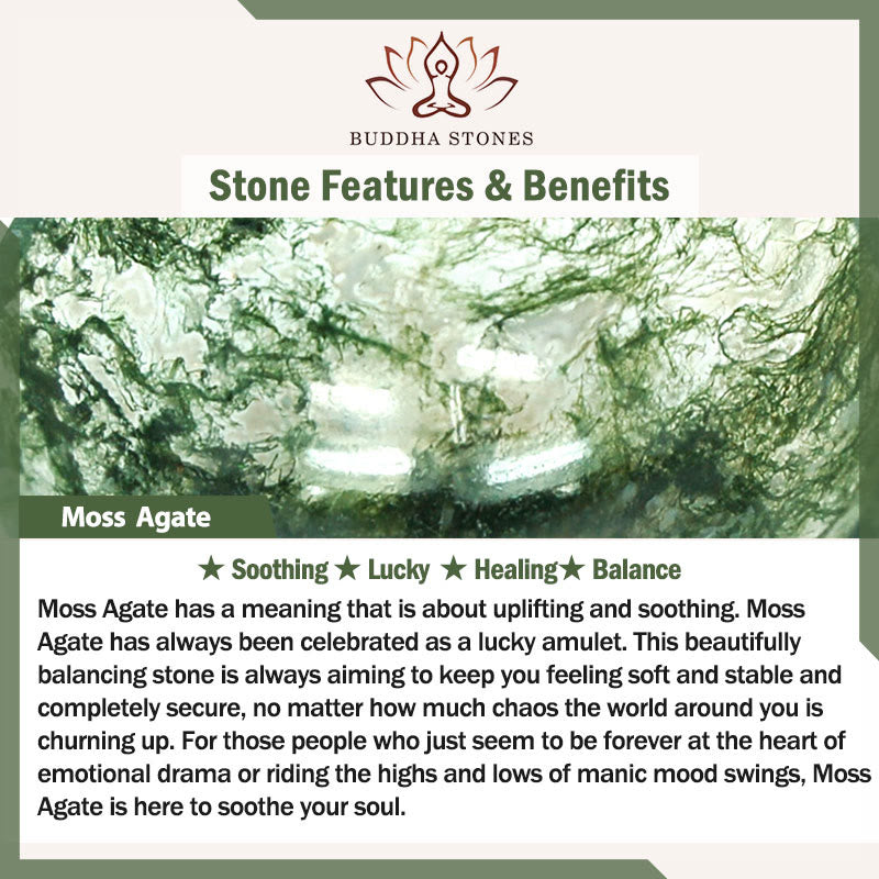 Bracelet de guérison multi-tours en agate mousse naturelle avec 108 perles de Mala Buddha Stones