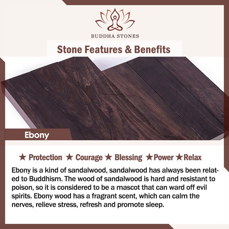 Bracelet de protection double tour en onyx noir et ébène avec pierres de Bouddha et surface taillée givrée