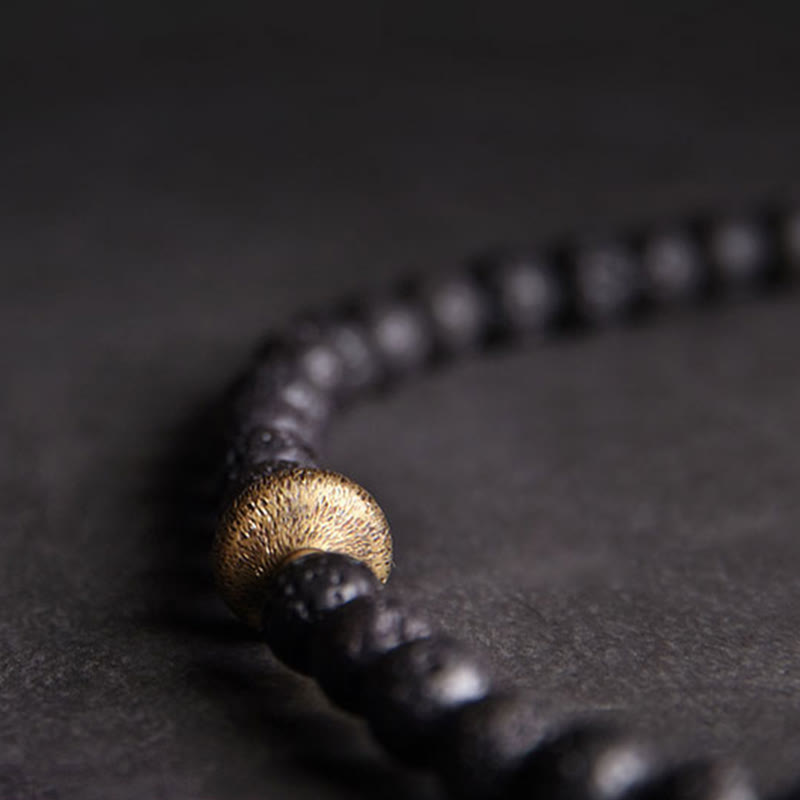 Bracelet de guérison à double tour en perles de cuivre et laiton, perles de lave vintage à trois yeux, pierres de Bouddha