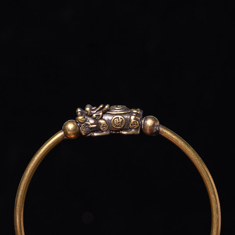 Buddha Steine Pi Xiu Durchführung Kompass Fu Charakter Kupfer Messing Glück Reichtum Armband Armreif