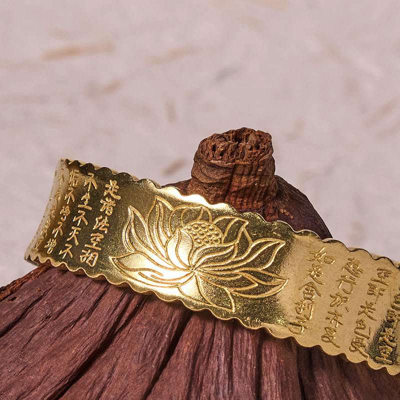 Buddha Steine Herz Sutra Lotus Blume Kupfer Messing Frieden Erleuchtung Manschette Armband Armreif