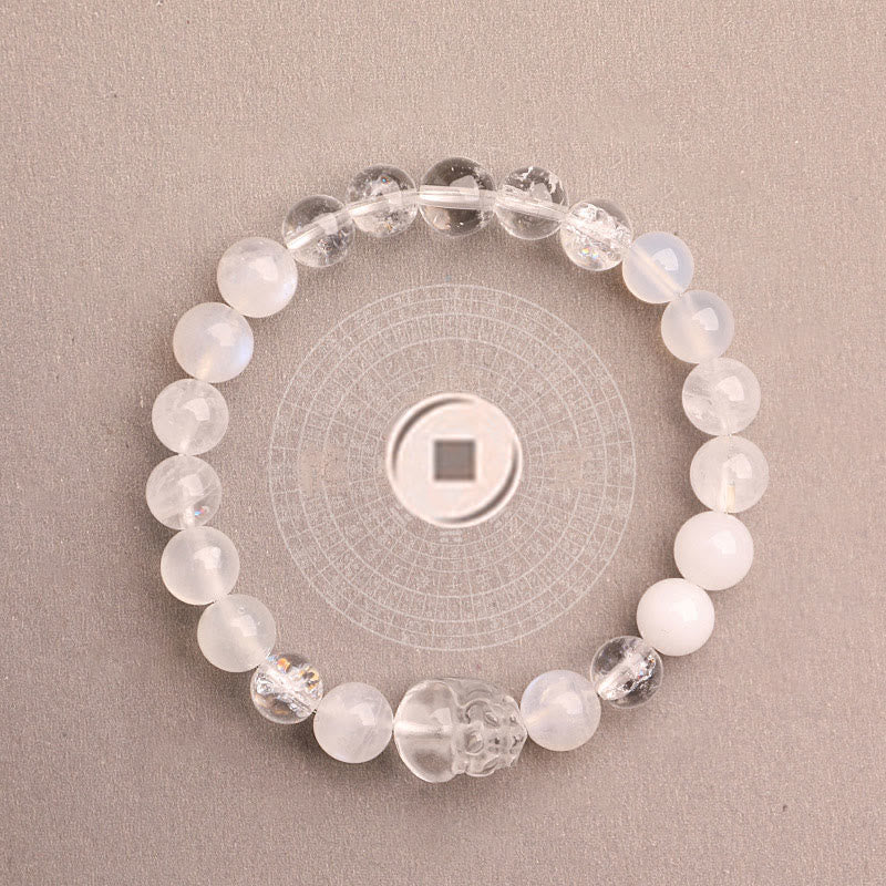 Bracelet porte-bonheur fantôme vert en quartz fraise et agate mousse, pierres de Bouddha, cinq éléments, cristal d'agate varié