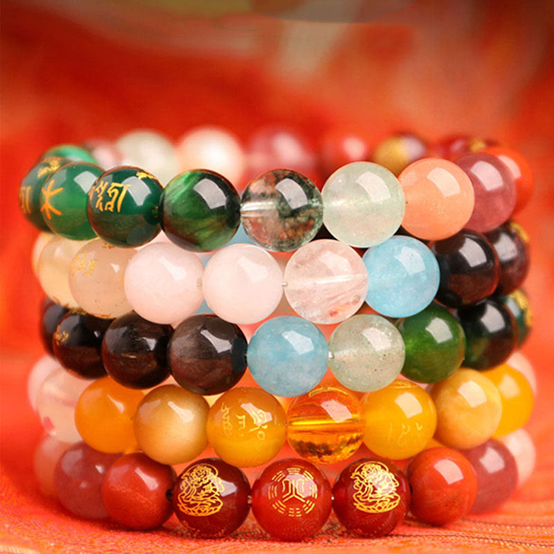 Pierres de Bouddha Cinq éléments Divers Agate Cristal Sud Agate rouge Quartz fraise Pierre de soleil Citrine Bracelet porte-bonheur