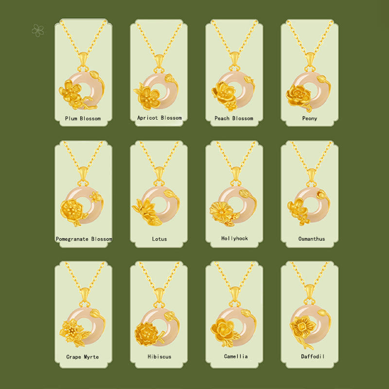 Collier avec pendentif en argent sterling 925 et pierres de Bouddha, calcédoine, motif fleurs et boucle de paix