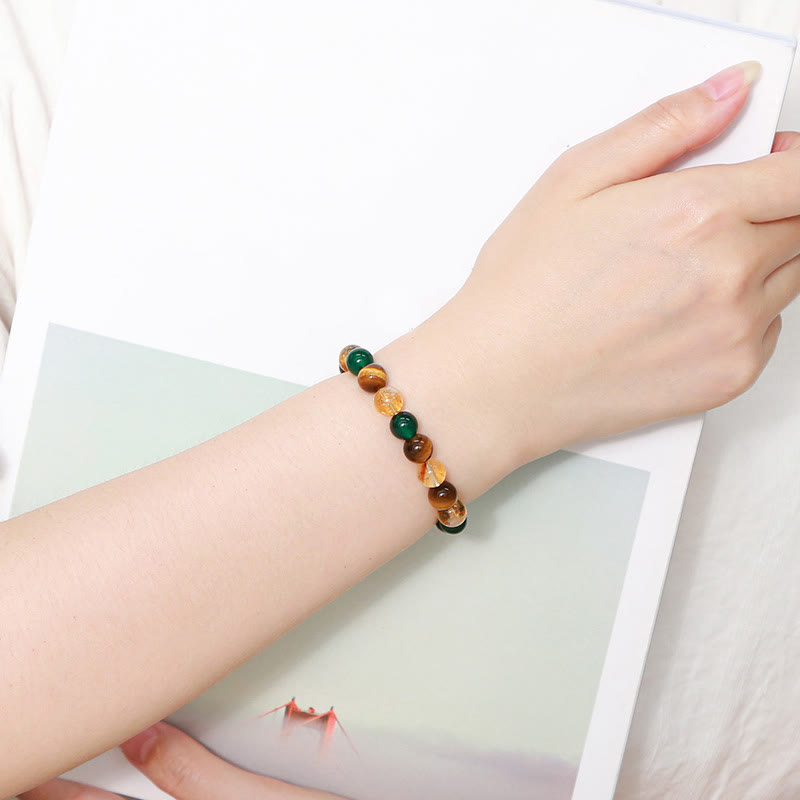 Bracelet de confiance en œil de tigre et pierres de Bouddha