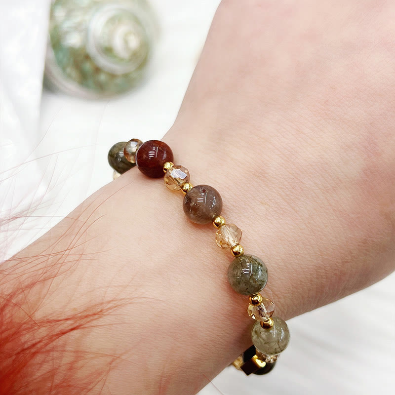 Bracelet de protection en quartz rutile et améthyste de couleur naturelle Buddha Stones