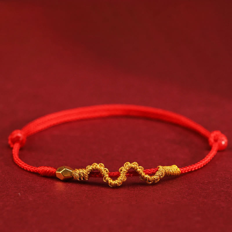 Buddha Stones 999 Gold Year of the Snake Handmade Luck Strength Braided Bracelet Anklet