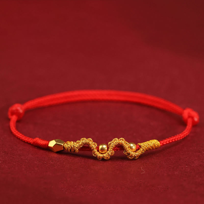 Buddha Stones 999 Gold Year of the Snake Handmade Luck Strength Braided Bracelet Anklet