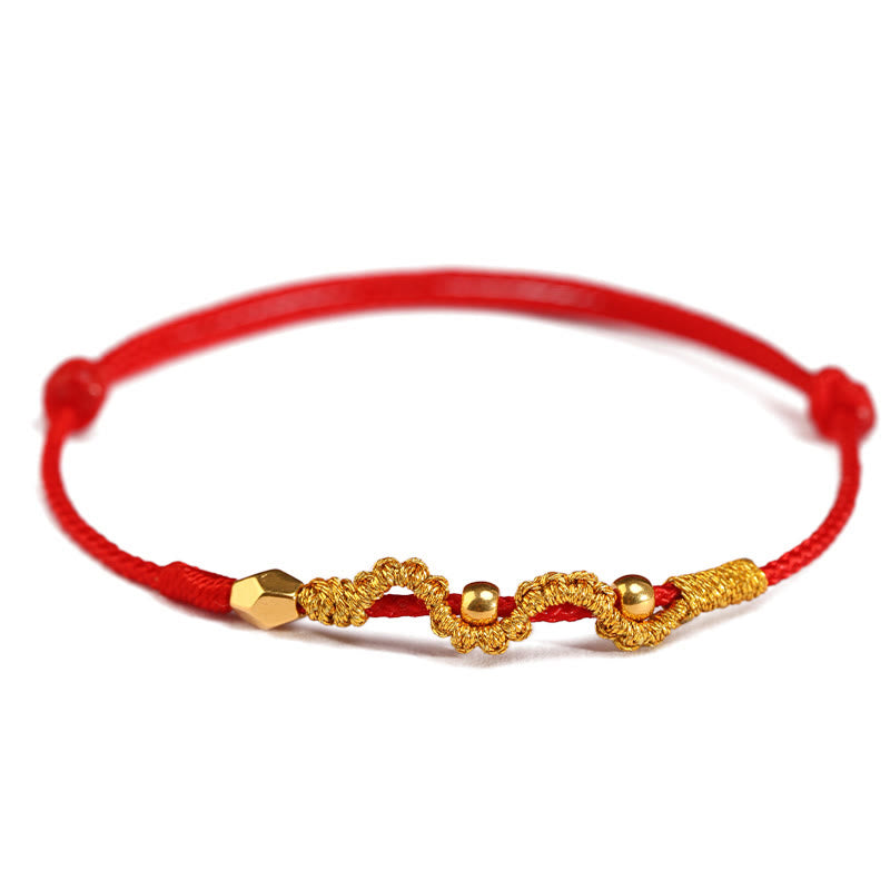 Buddha Stones 999 Gold Year of the Snake Handmade Luck Strength Braided Bracelet Anklet