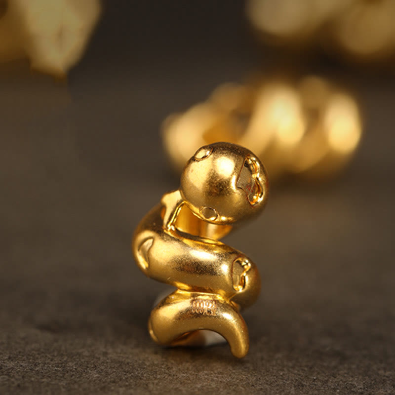 Buddha Stones 999 Gold Year of the Snake Handcrafted Strength Bracelet