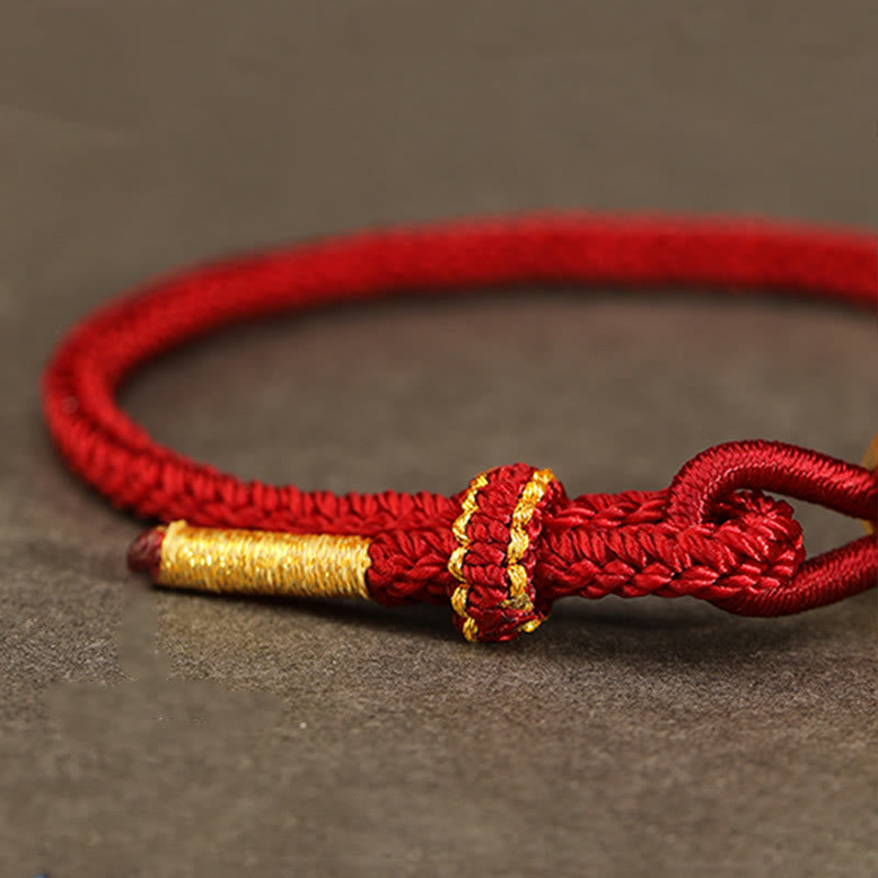 Buddha Stones 999 Gold Year of the Snake Handcrafted Strength Bracelet