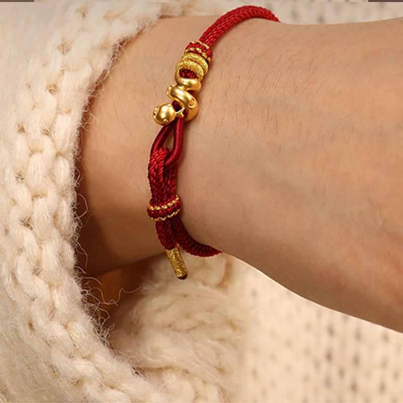 Buddha Stones 999 Gold Year of the Snake Handcrafted Strength Bracelet