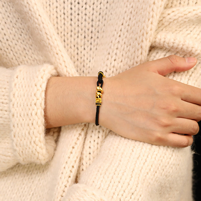 Buddha Stones 999 Gold Year of the Snake Handcrafted Strength Bracelet