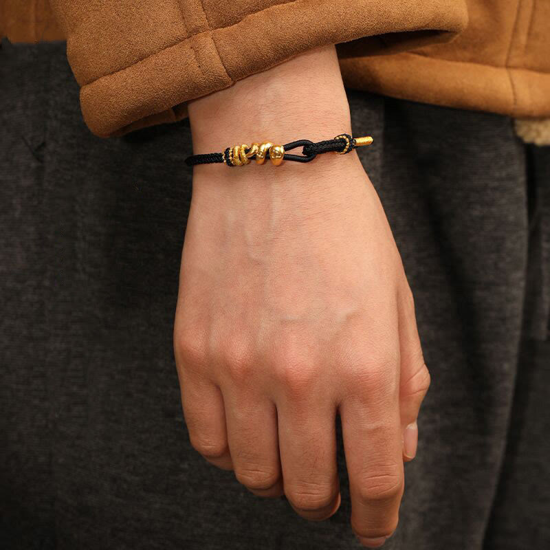 Buddha Stones 999 Gold Year of the Snake Handcrafted Strength Bracelet
