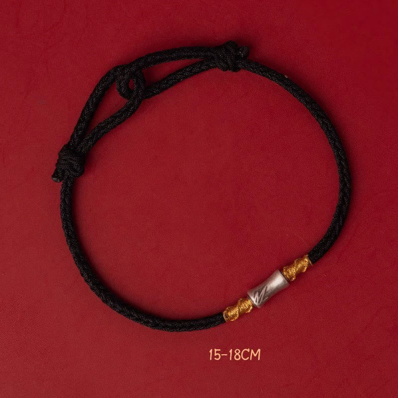 Buddha Stones Handgefertigtes 925 Sterling Silber Bambus Design Rote Schnur Glück Geflochtenes Armband