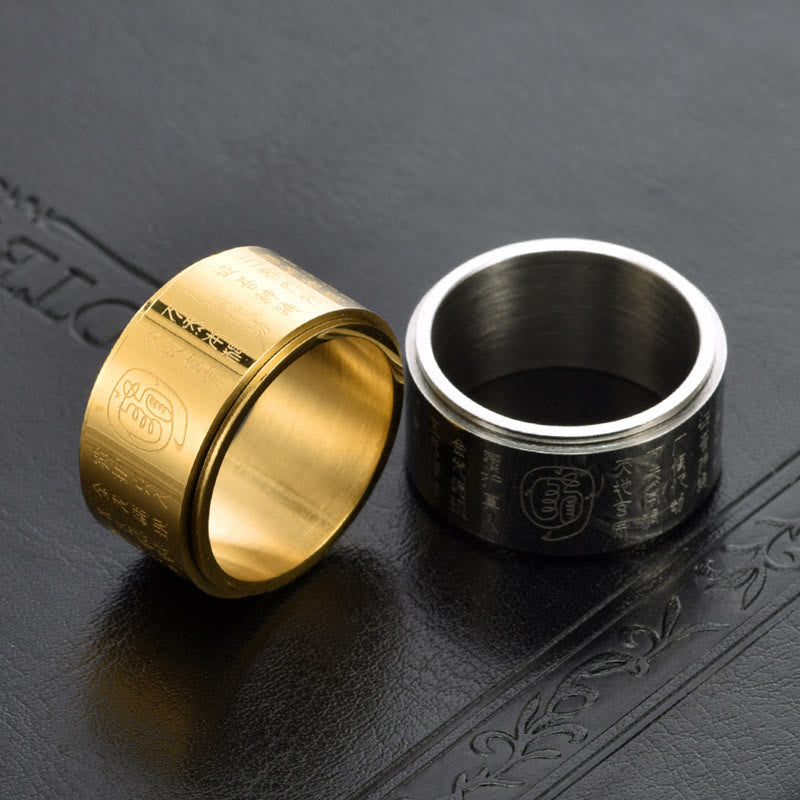 Buddha Stones Tibetisches Goldenes Licht Mantra Titan Stahl Glatte Oberfläche Spinner Balance Ring