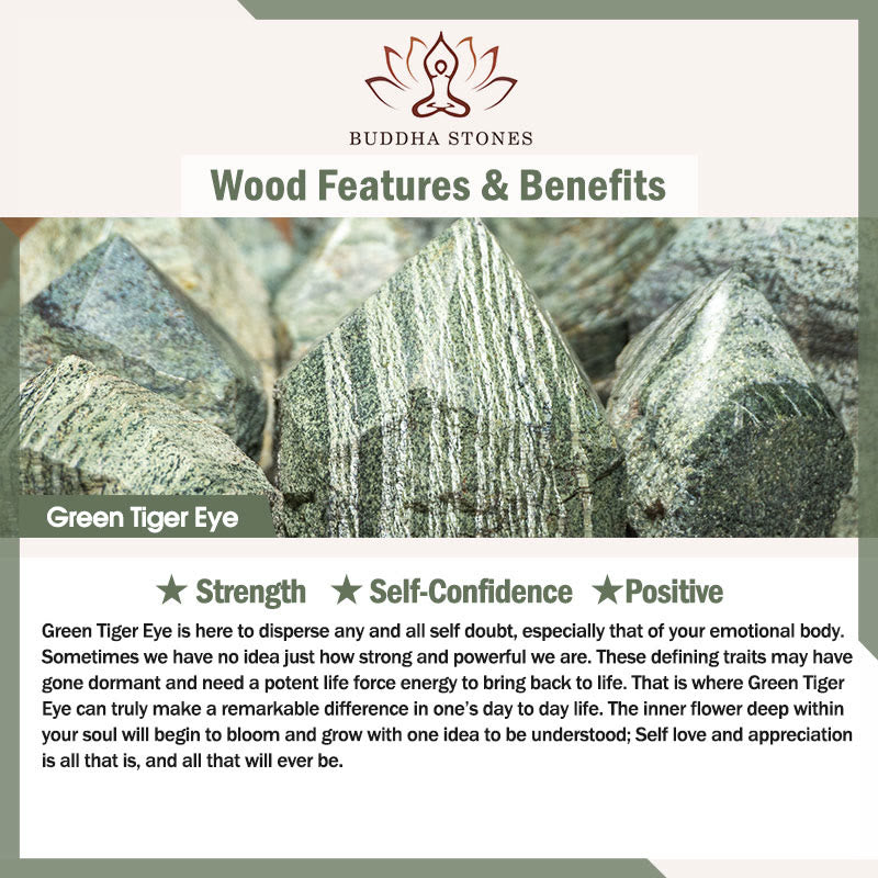 Bracelet positif œil de tigre vert avec pierres de Bouddha