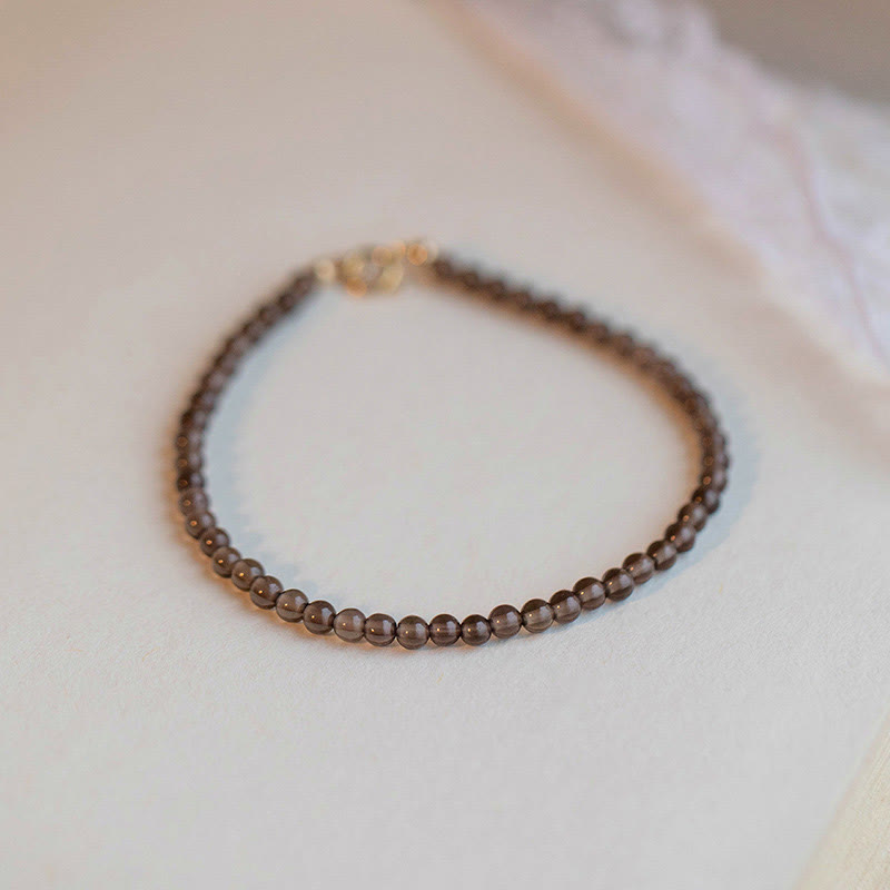 Buddha Stones Smoky Quartz Black Obsidian Ultra-thin Beads Success Bracelet